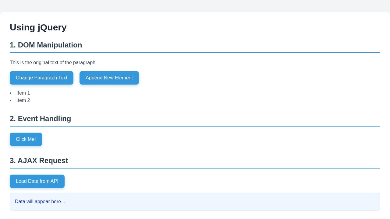 Using jQuery